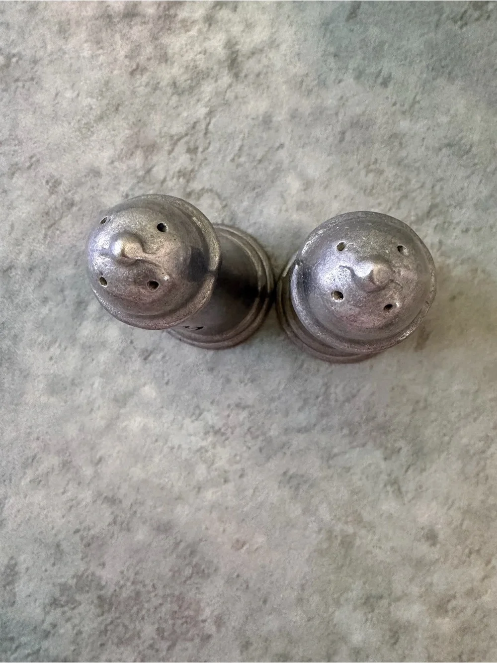 Vintage Pewter Salt and Pepper Shakers - Monogram S & P